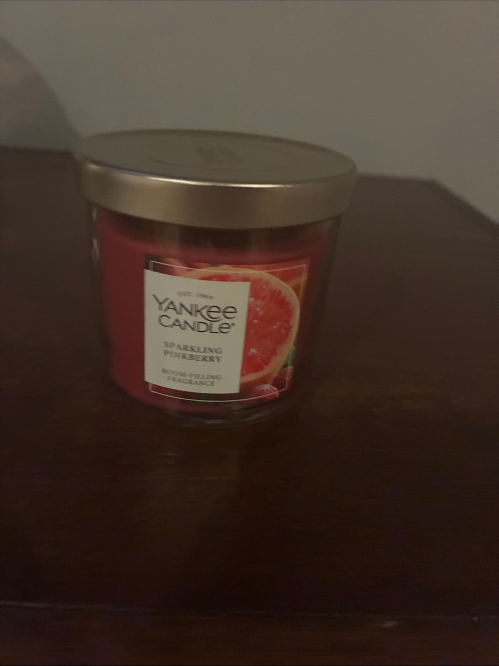 Yankee Candle Sparkling Pinkberry Small Jar Candle - Red with Gold Lid